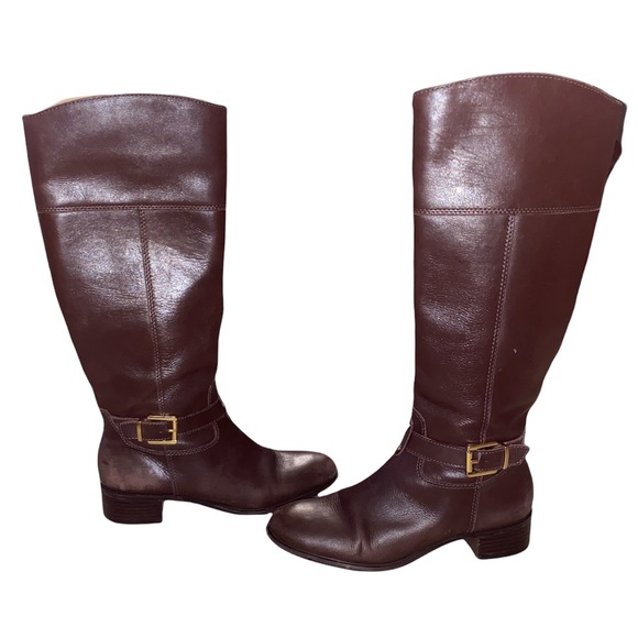 Banana Republic Sloanne Brown Leather High Riding Boots - 8.5 - Picture 3 of 16